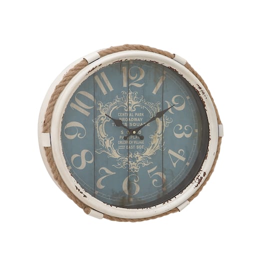 17" Blue Metal Coastal Wall Clock